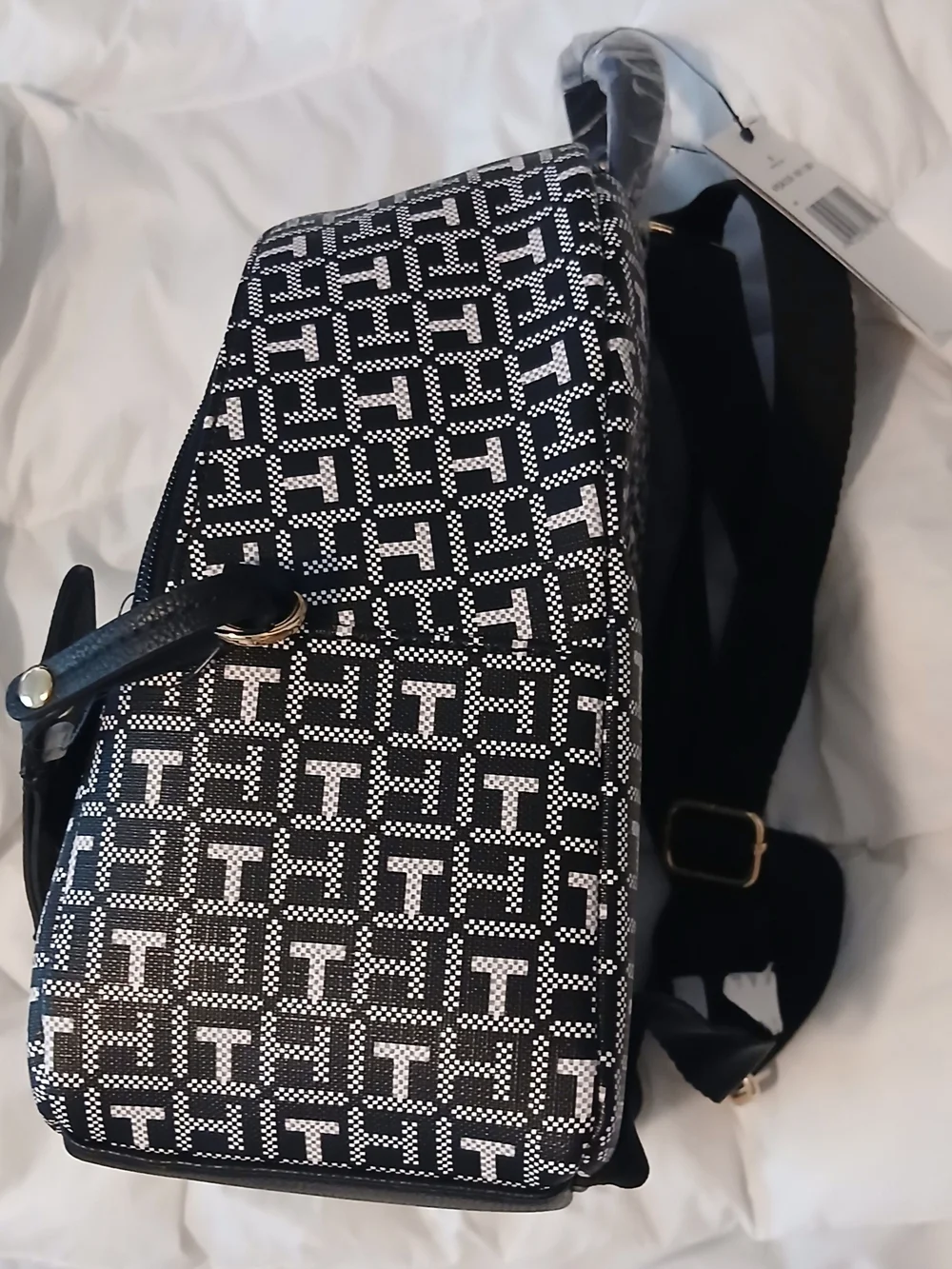 Nwt Tommy Hilfiger Navy Blue & White TH Monogram Mini Backpack